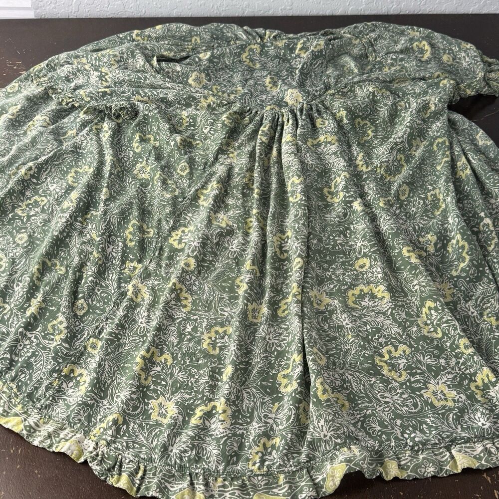 Natalie Martin Top Size M/L 24” P2P Green Very Short Sleeves w Ruffled Ends - Picture 3 of 9
